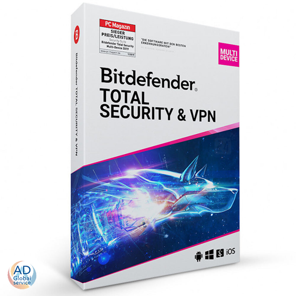 Bitdefender Total Security & Premium VPN 2025 Multi Dispositivo 1 / 2 Anni Licenza (Windows / MacOS / Android / iOS)