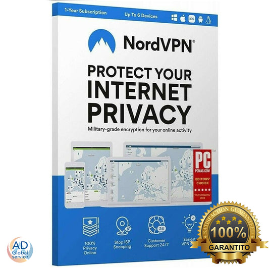 NordVPN 6 Dispositivi Pc 1 Anno Licenza (Windows / Mac / Android / iOS)