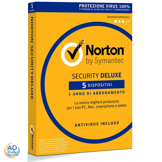 Norton Security Deluxe 2024 5 Dispositivi Pc 1 Anno (Windows / Mac / iOS / Android)