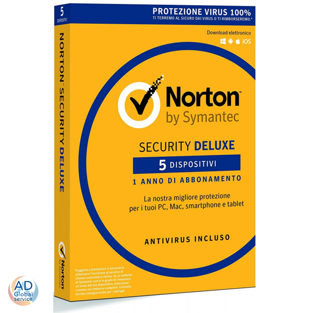 Norton Security Deluxe 2025 5 Dispositivi Pc 1 Anno (Windows / Mac / iOS / Android)