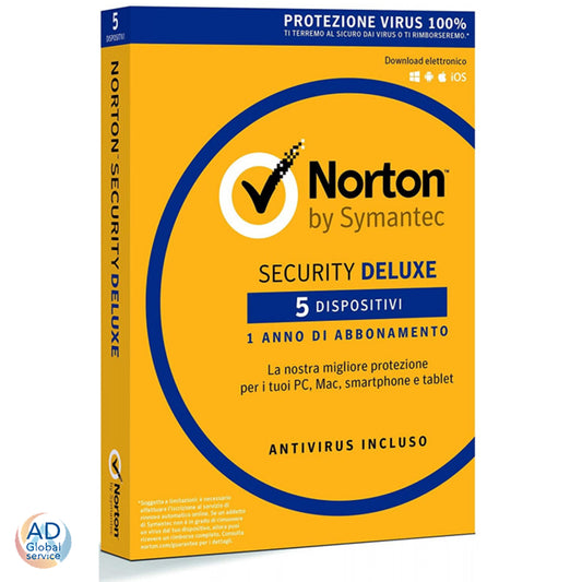 Norton Security Deluxe 2025 5 Dispositivi Pc 1 Anno (Windows / Mac / iOS / Android)